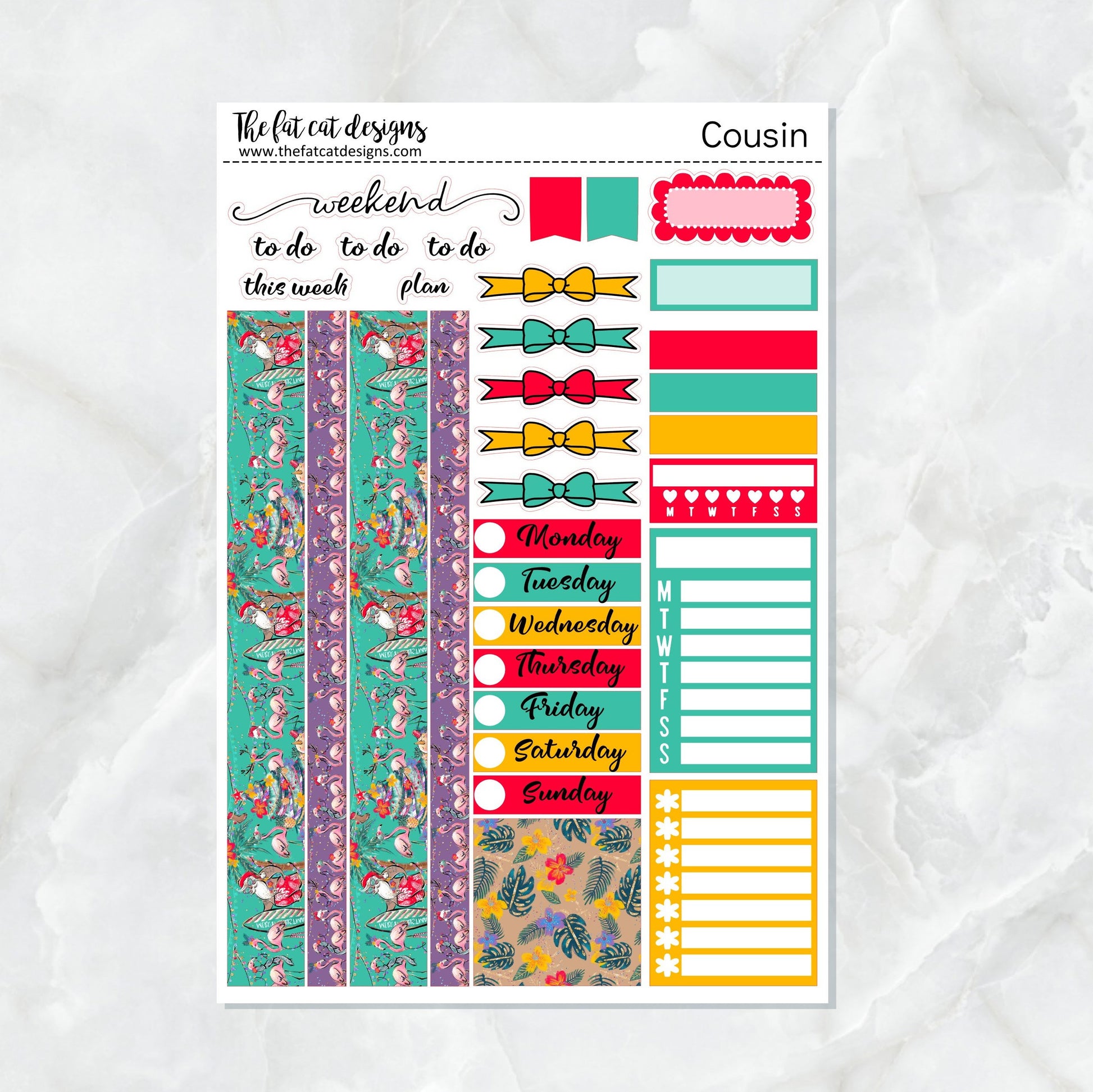 Tropical Christmas Weekly Planner Sticker Kit for the Hobonichi Cousin