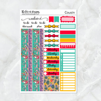 Tropical Christmas Weekly Planner Sticker Kit for the Hobonichi Cousin